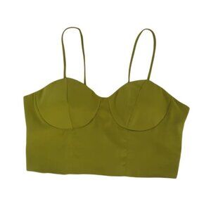 Sincerely Jules Lime Green Smocked Back Crop Top W/ Adjustable Straps, NWT